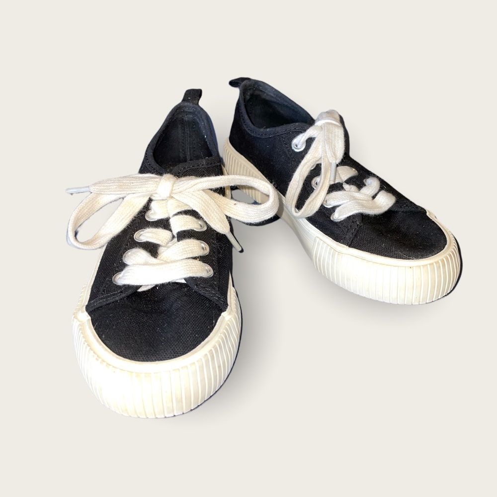 Cat & Jack girl boy black canvas white tie sneaker size 13